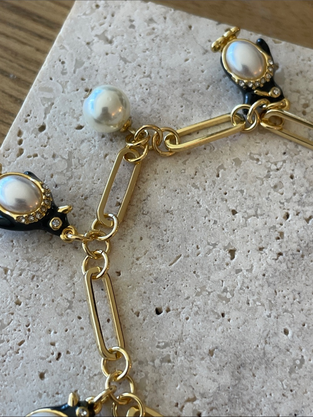 kate spade Gold-tone Pearl & Black Penguin Charm Bracelet - Picture 3 of 4